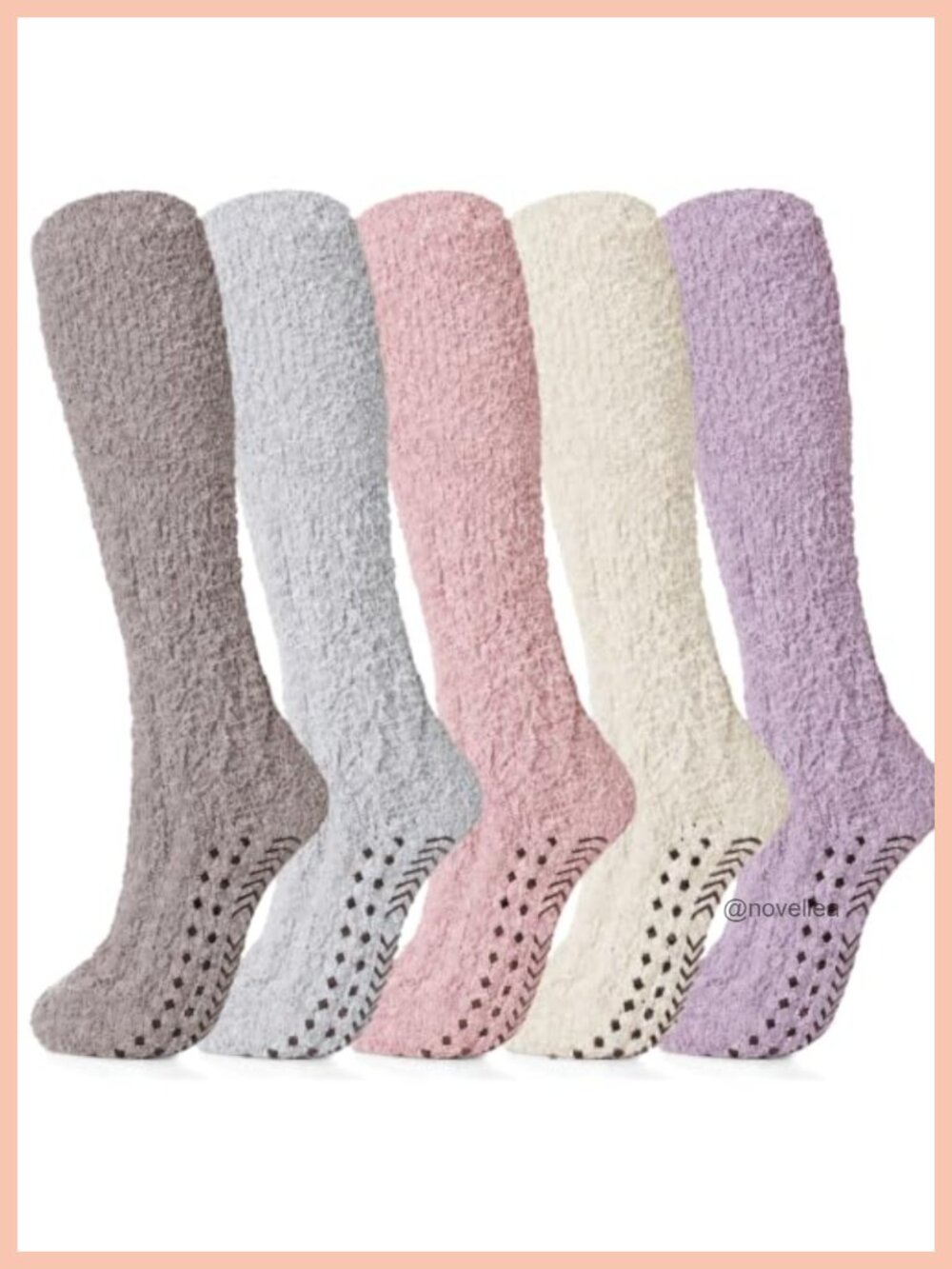 Knee High Fuzzy Non Slip Socks Polyester Spandex Women's
